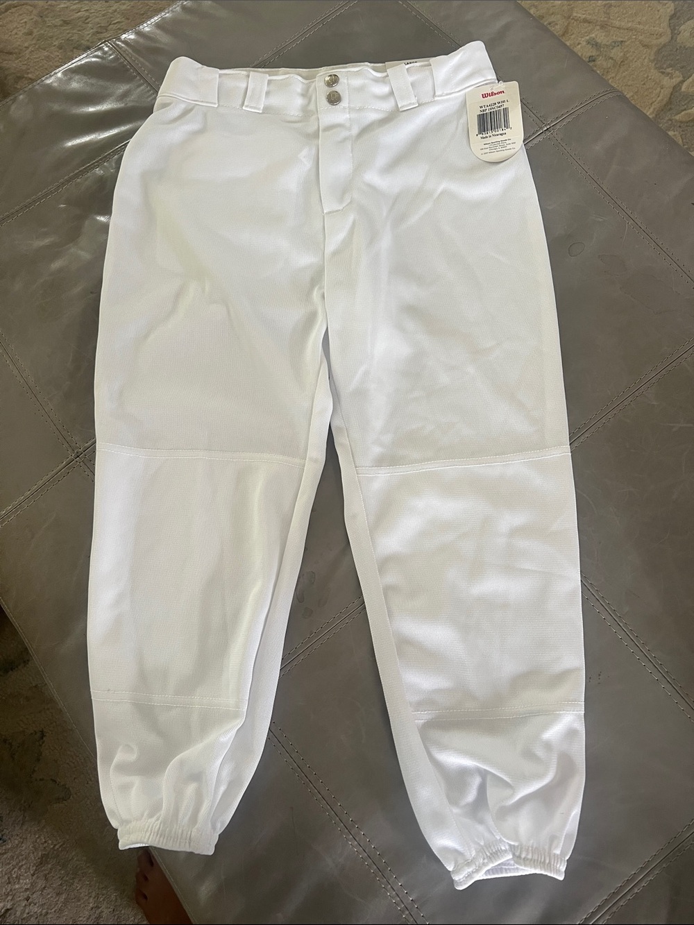 Wilson Kids White Baseball Pants with Elastic Cuffs
